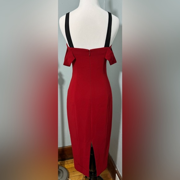 Cinq a Sept Rust Nova Midi Dress Back Slit Celebrity Favorite - Picture 3 of 5